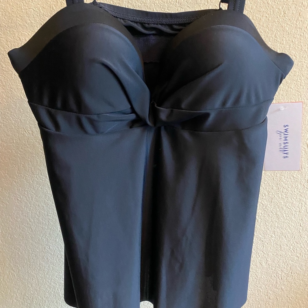 Swimsuits For All Black Tankini Top sz 12